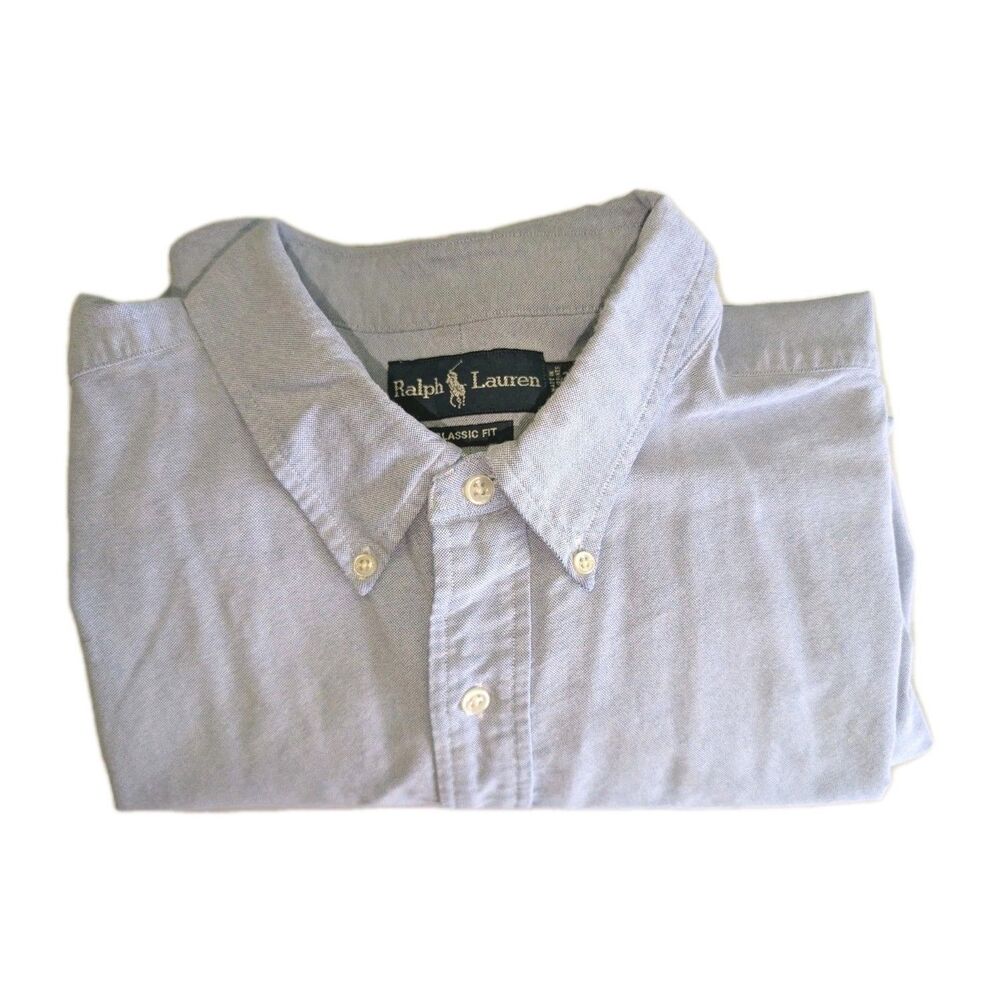 Ralph Lauren Chambray Shirt Men's 2XLT Blue Denim Short Sleeve Flesh Pony